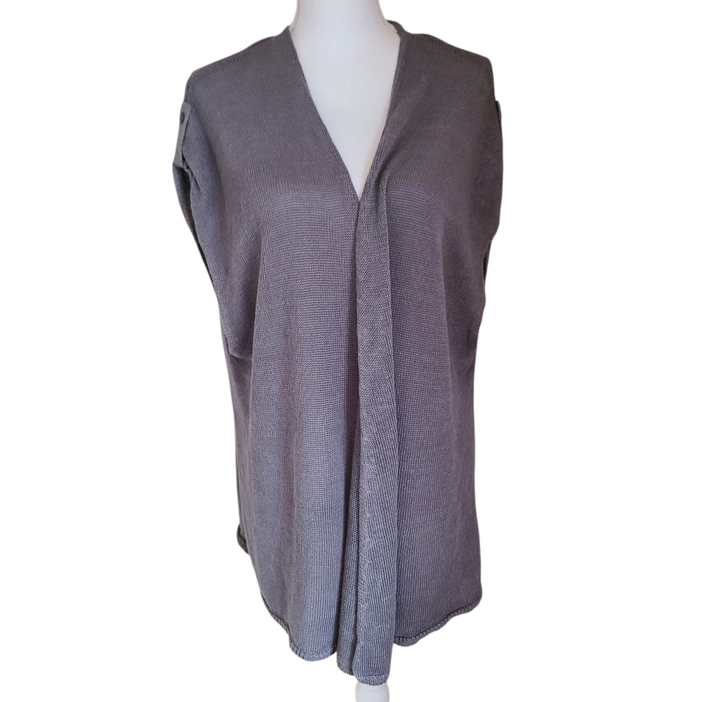 j.jill pure jill long open front sweater vest linen blend gray plus size 4x